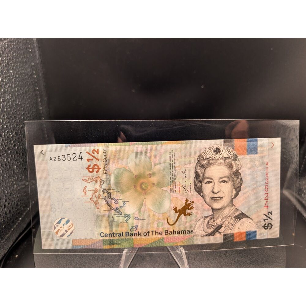 Series 2019 Bahamas Half Dollar Queen Elizabeth II Fifty Cents Note A283524